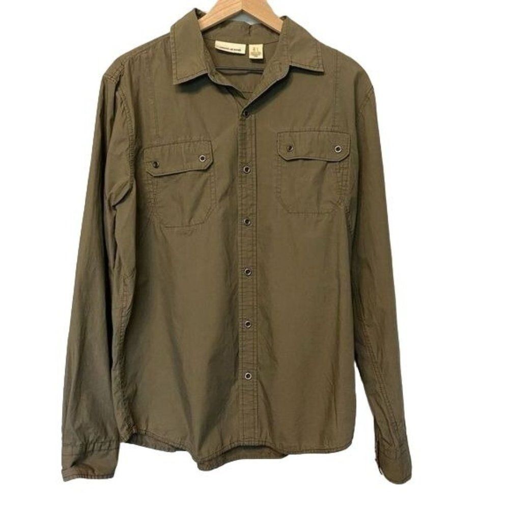 DKNY Jeans Large Army Green Button Down Dress Shirt